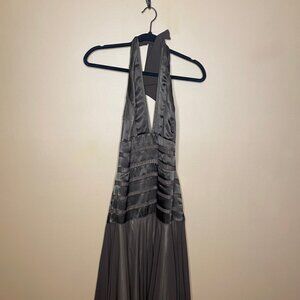 THE MOST BEAUTIFUL Chocolate Brown Flowy Silky Satin Halter Dress